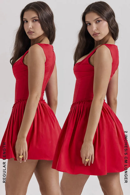 Cupid Scarlet Pleated Mini Dress