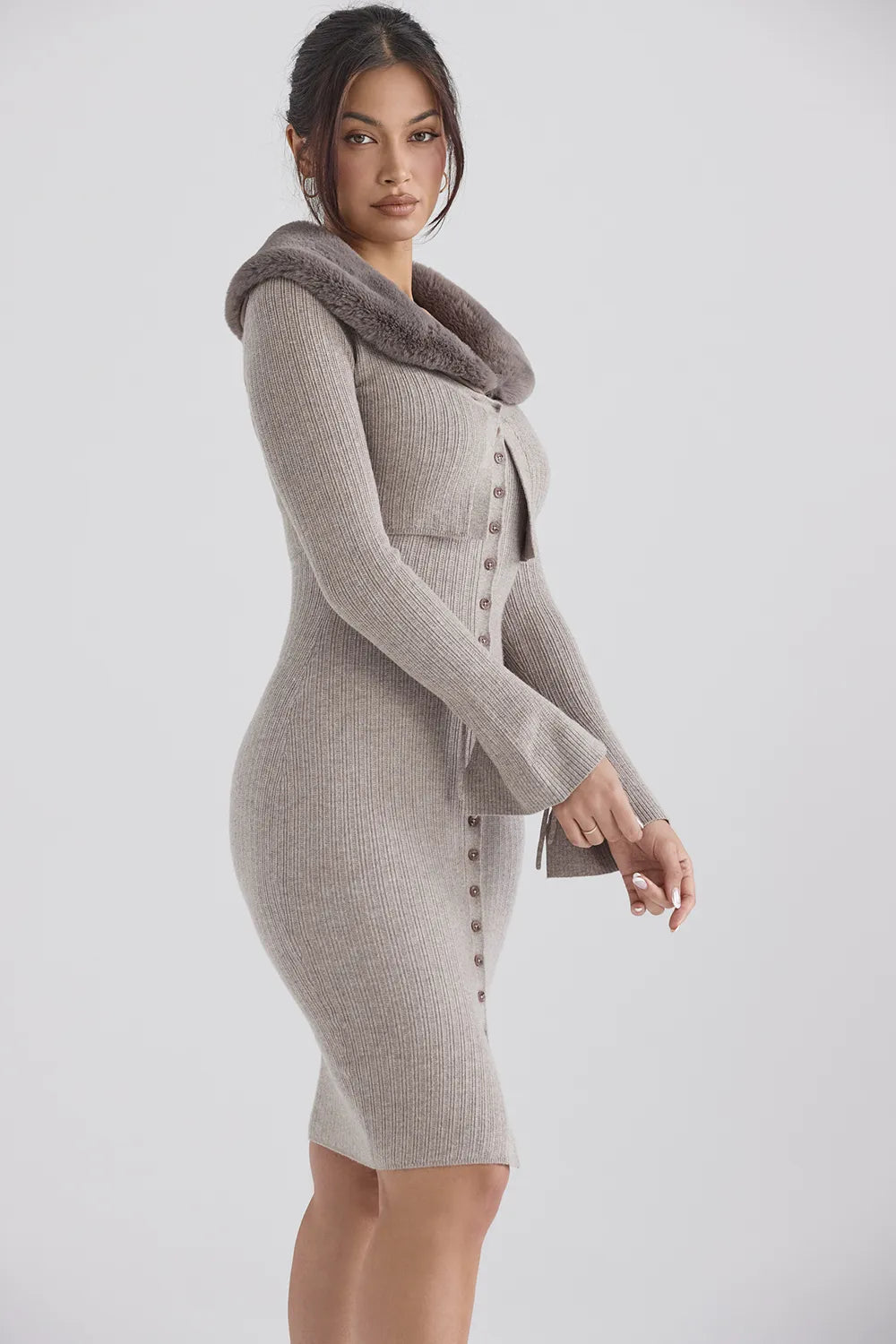 Dahlia Beige Cashmere Cardigan