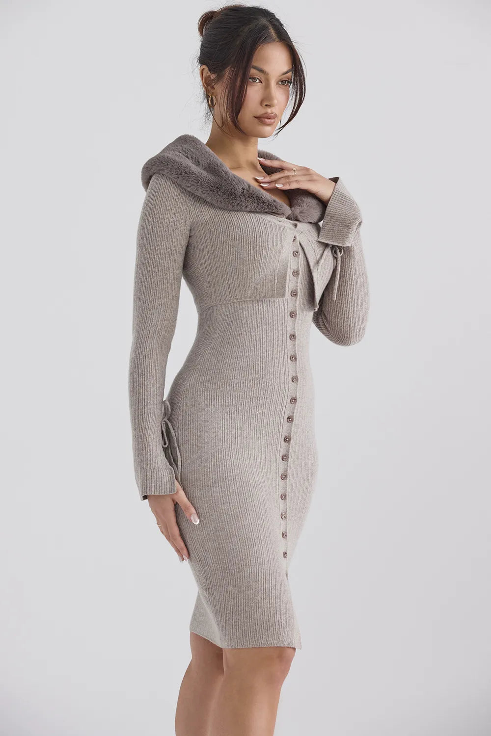 Dahlia Beige Cashmere Cardigan