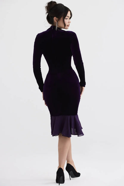 Dahna Dark Purple Velvet Corset Dress