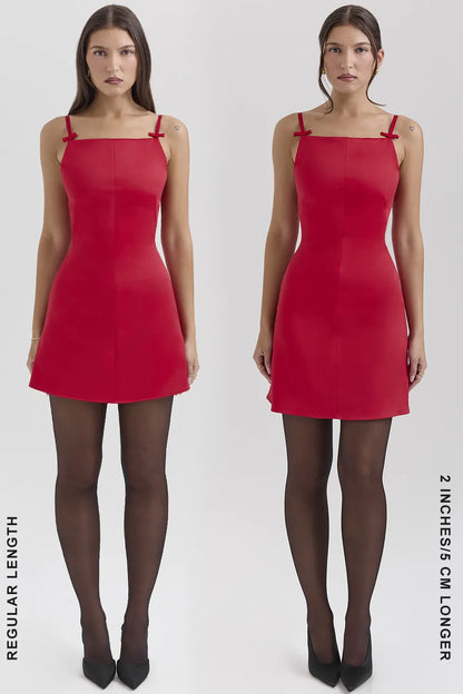 Dainty Scarlet Square Neck A-Line Mini Dress