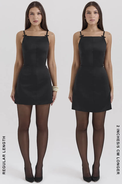 Dainty Black Square Neck A-Line Mini Dress