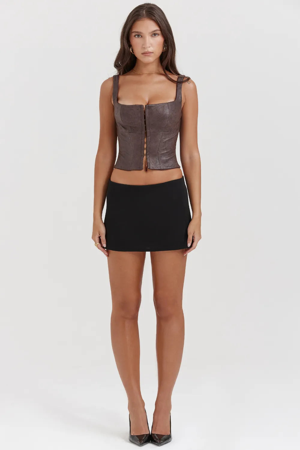Pia Brown Vegan Leather Corset