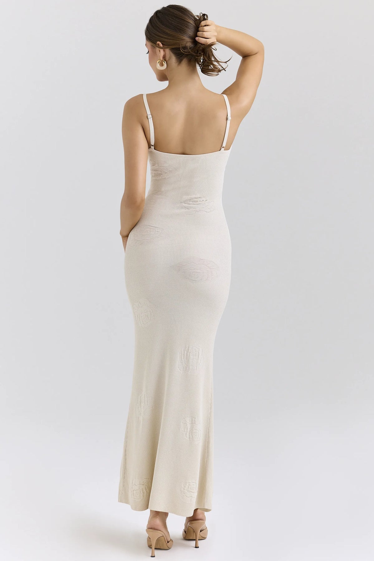 Dara Ecru Rose Embroidered Maxi Dress