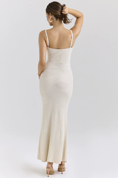 Dara Ecru Rose Embroidered Maxi Dress