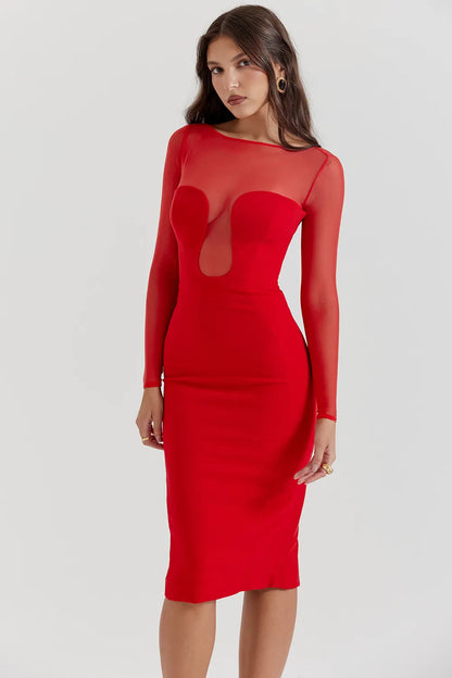 Darcy Scarlet Plunge Midi Dress