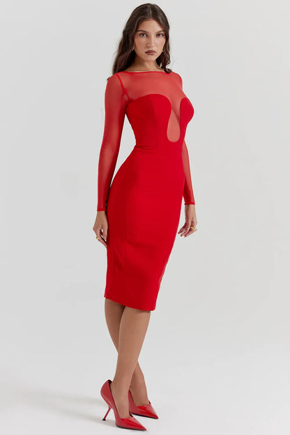 Darcy Scarlet Plunge Midi Dress
