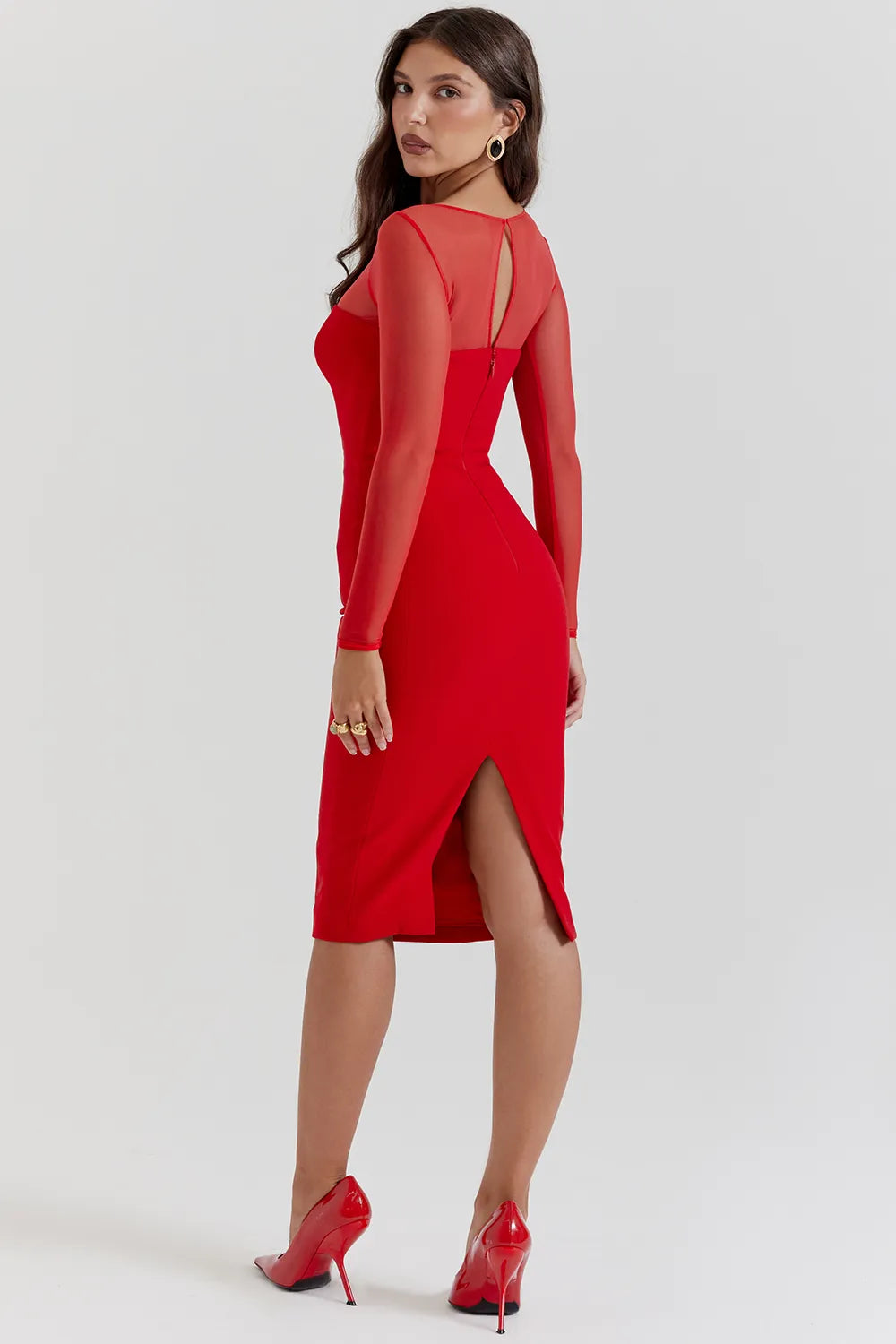 Darcy Scarlet Plunge Midi Dress