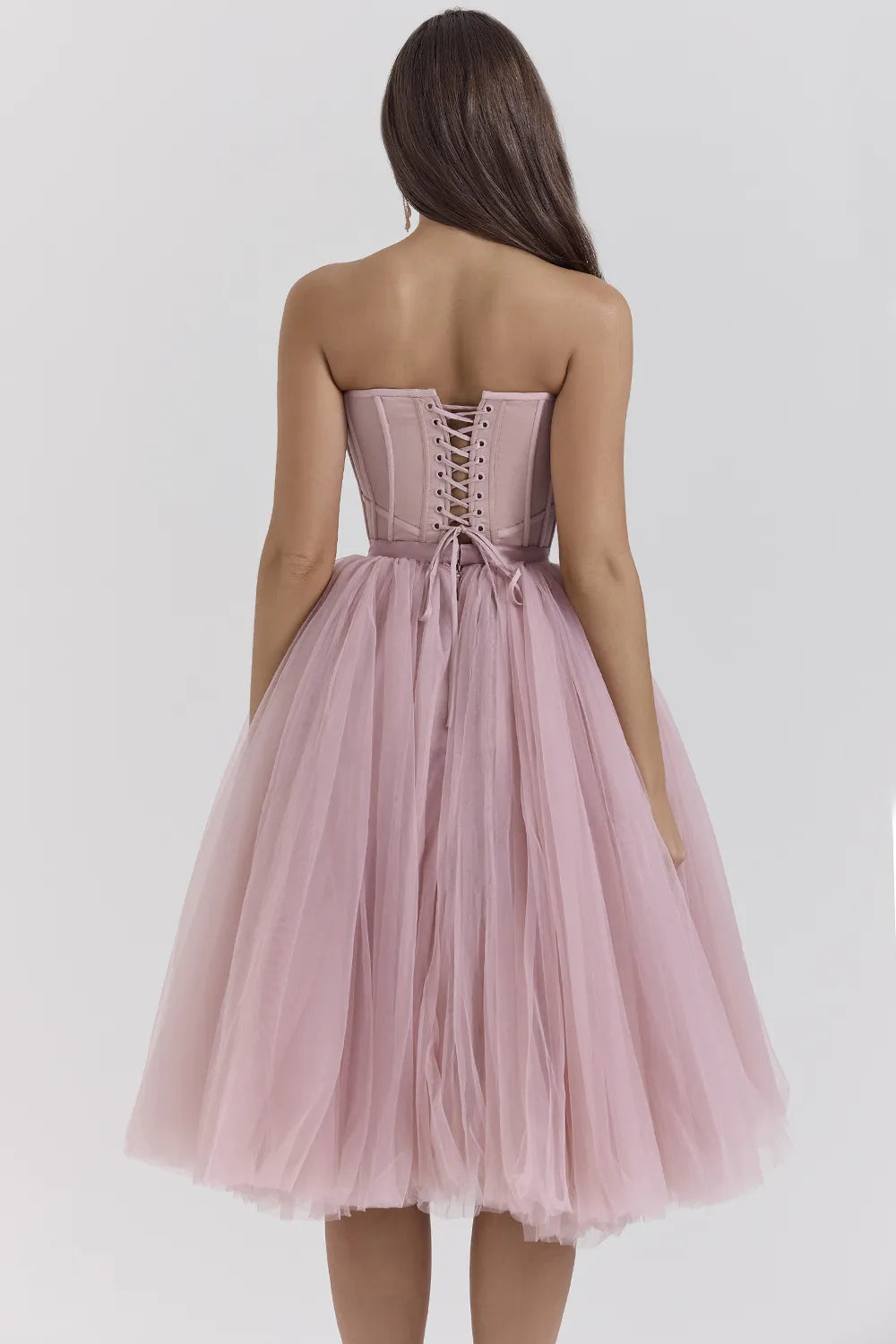 Darling French Rose Tulle Midi Dress