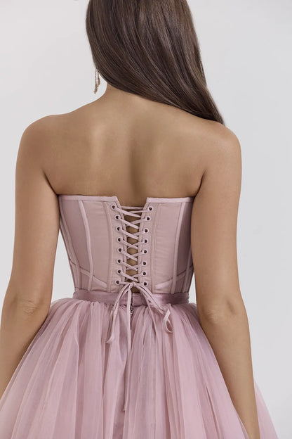 Darling French Rose Tulle Midi Dress