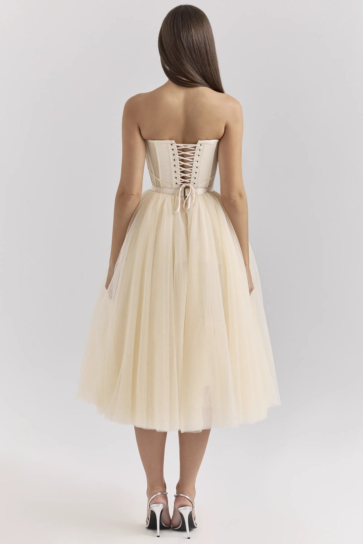 Darling Vintage Cream Tulle Midi Dress