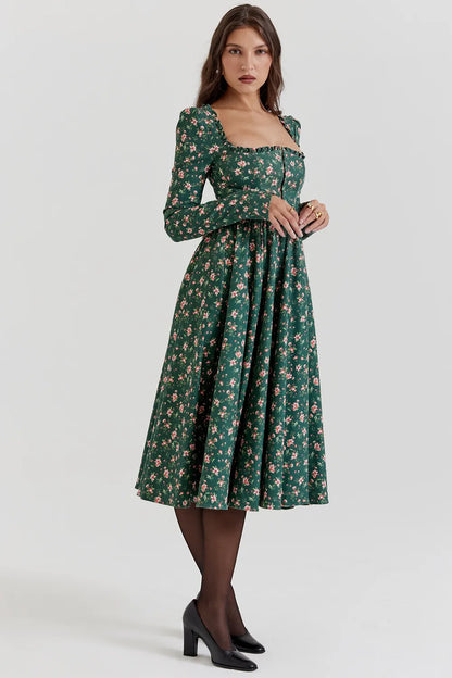 Delia Green Floral Print Midi Dress