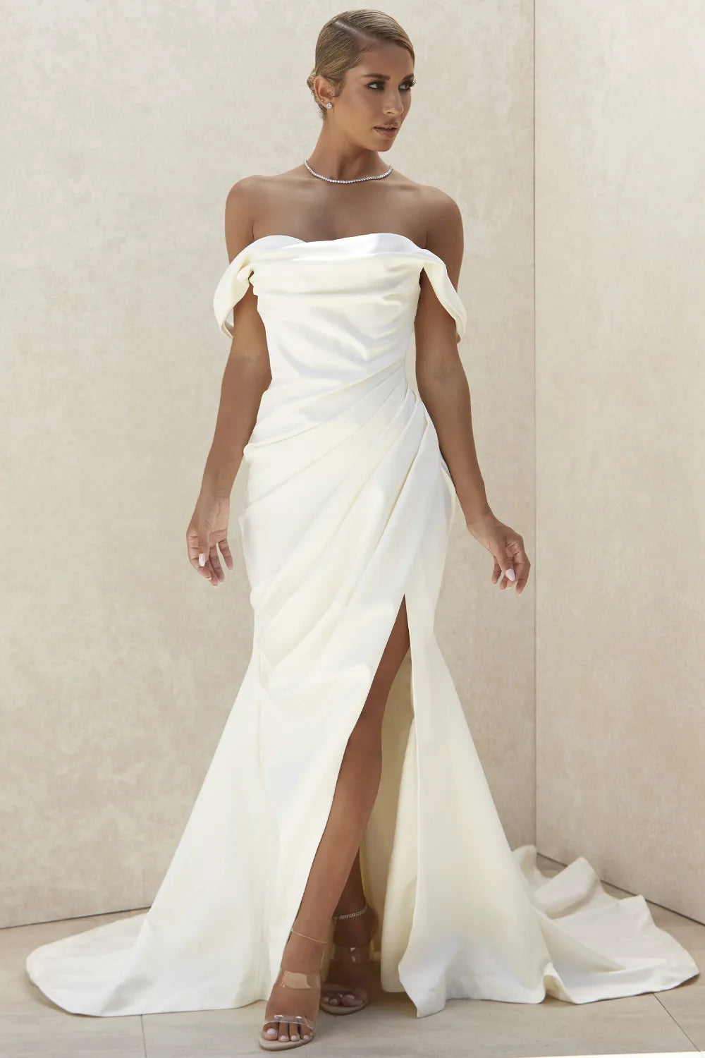 Delphine Ivory Draped Corset Bridal Gown - Limited Edition