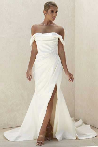 Delphine Ivory Draped Corset Bridal Gown - Limited Edition