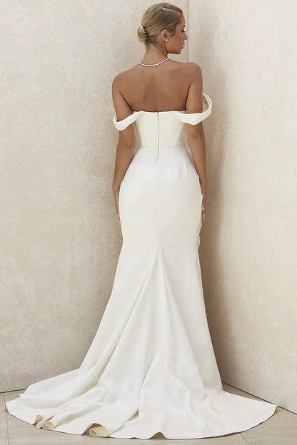 Delphine Ivory Draped Corset Bridal Gown - Limited Edition