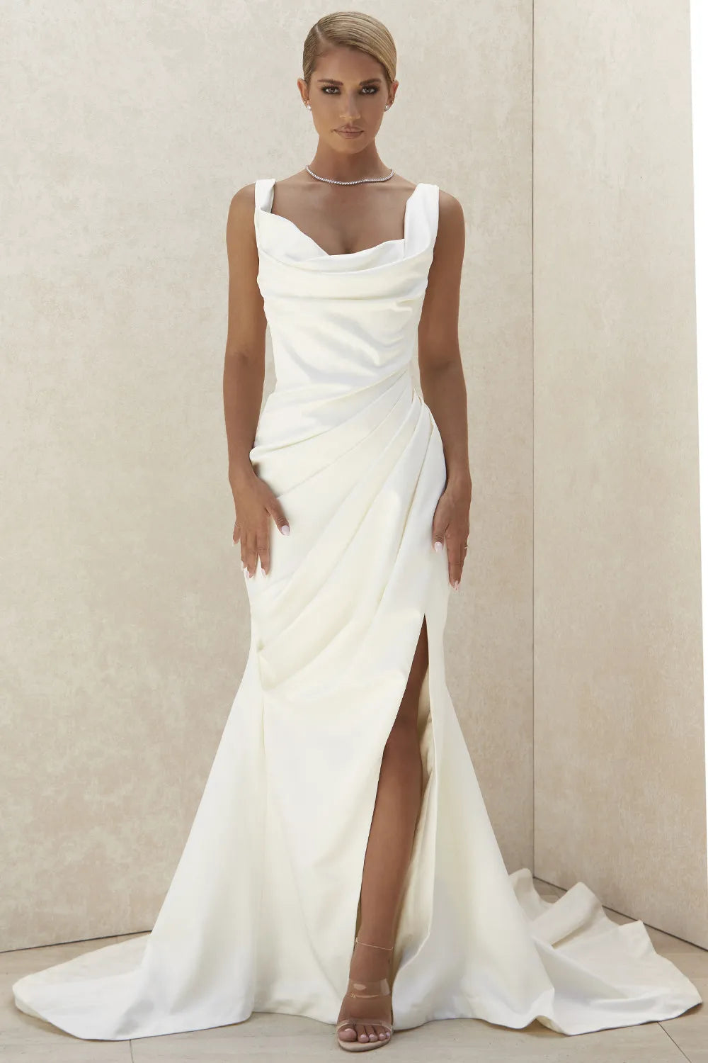 Delphine Ivory Draped Corset Bridal Gown - Limited Edition