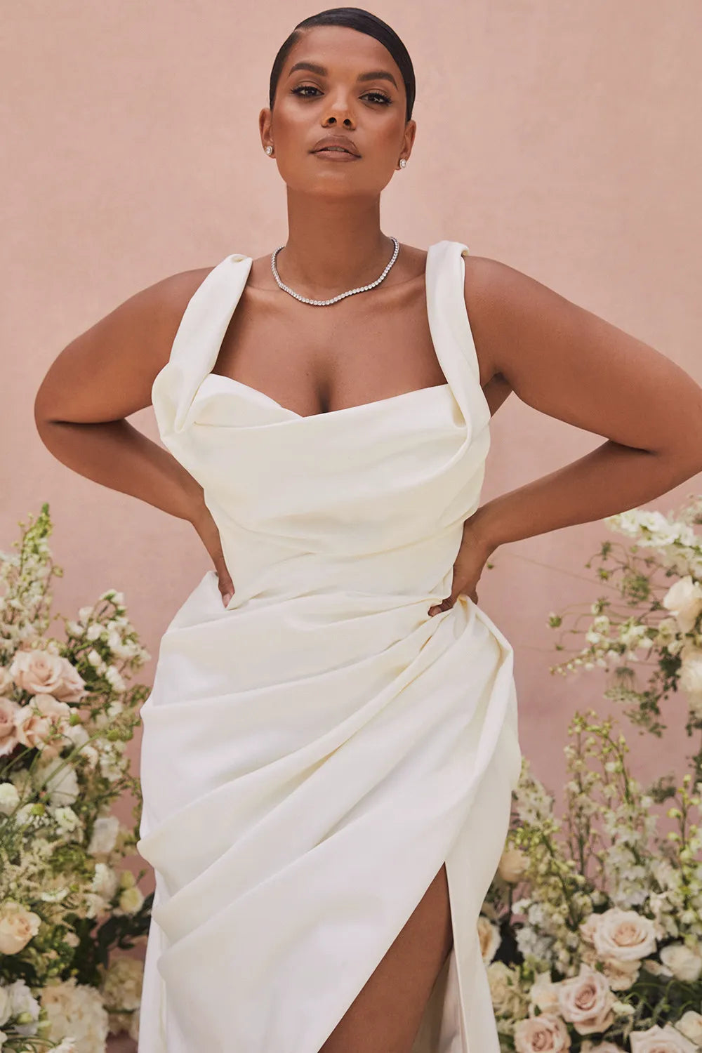 Delphine Ivory Draped Corset Bridal Gown - Limited Edition