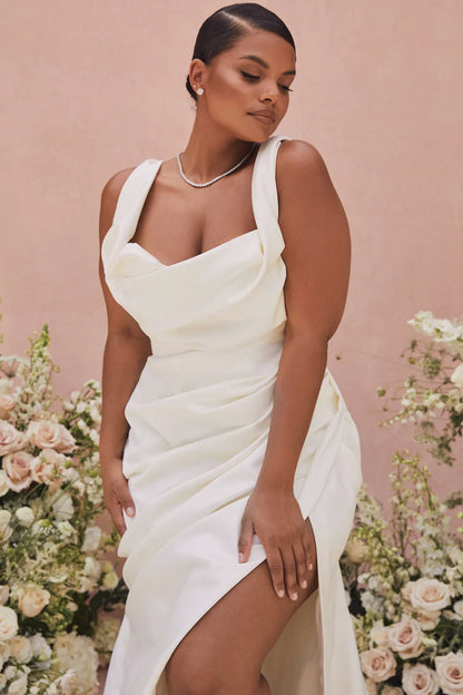 Delphine Ivory Draped Corset Bridal Gown - Limited Edition