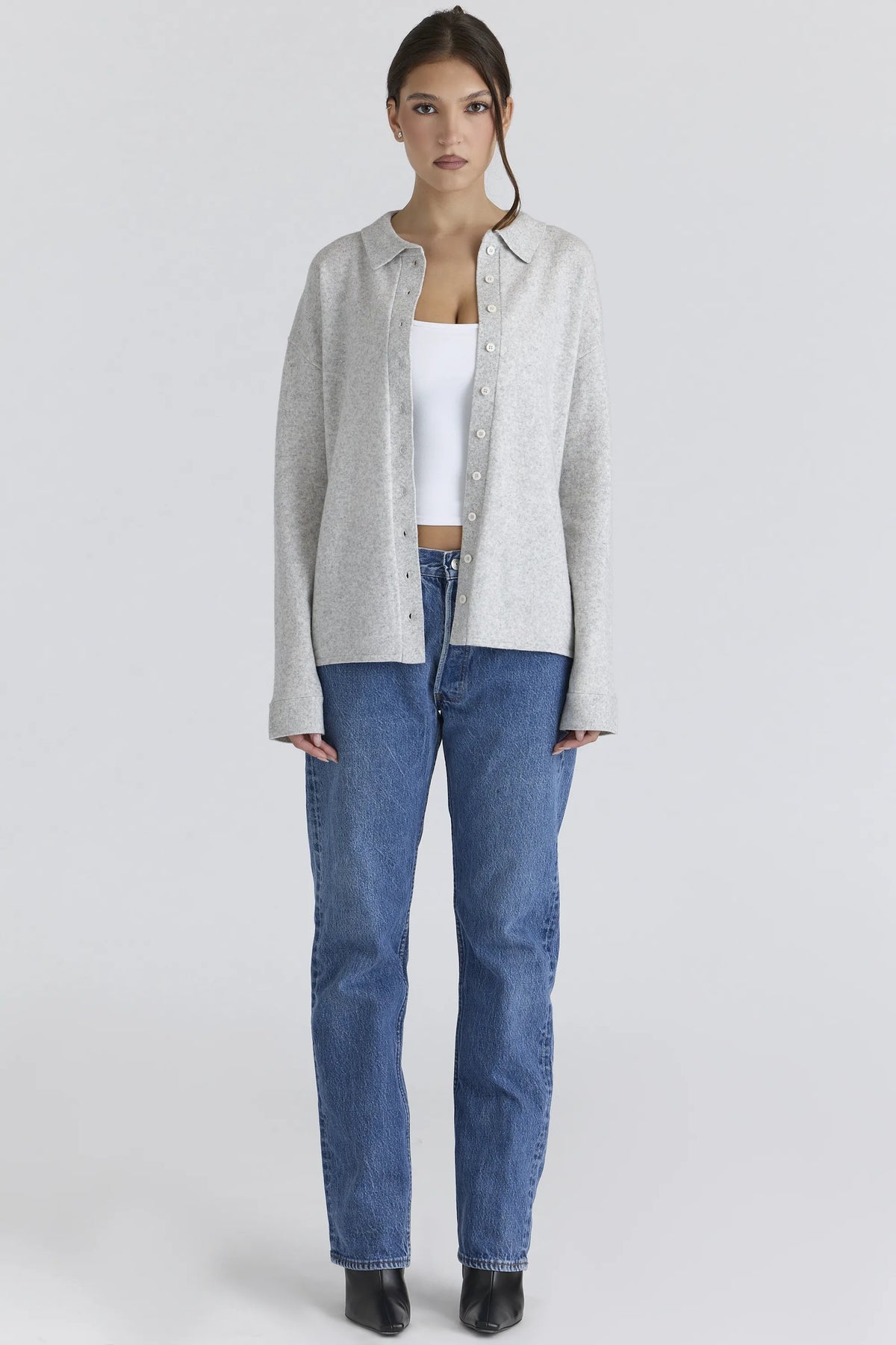 Devon Grey Cashmere + Merino Wool Knit Shirt