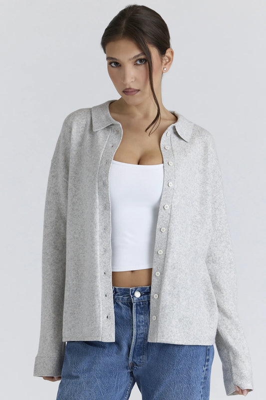 Devon Grey Cashmere + Merino Wool Knit Shirt