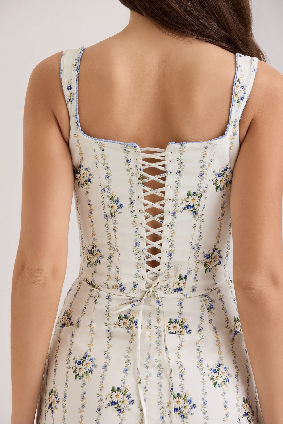 Dionne Cream Daisy Print Stretch Cotton Midi Dress