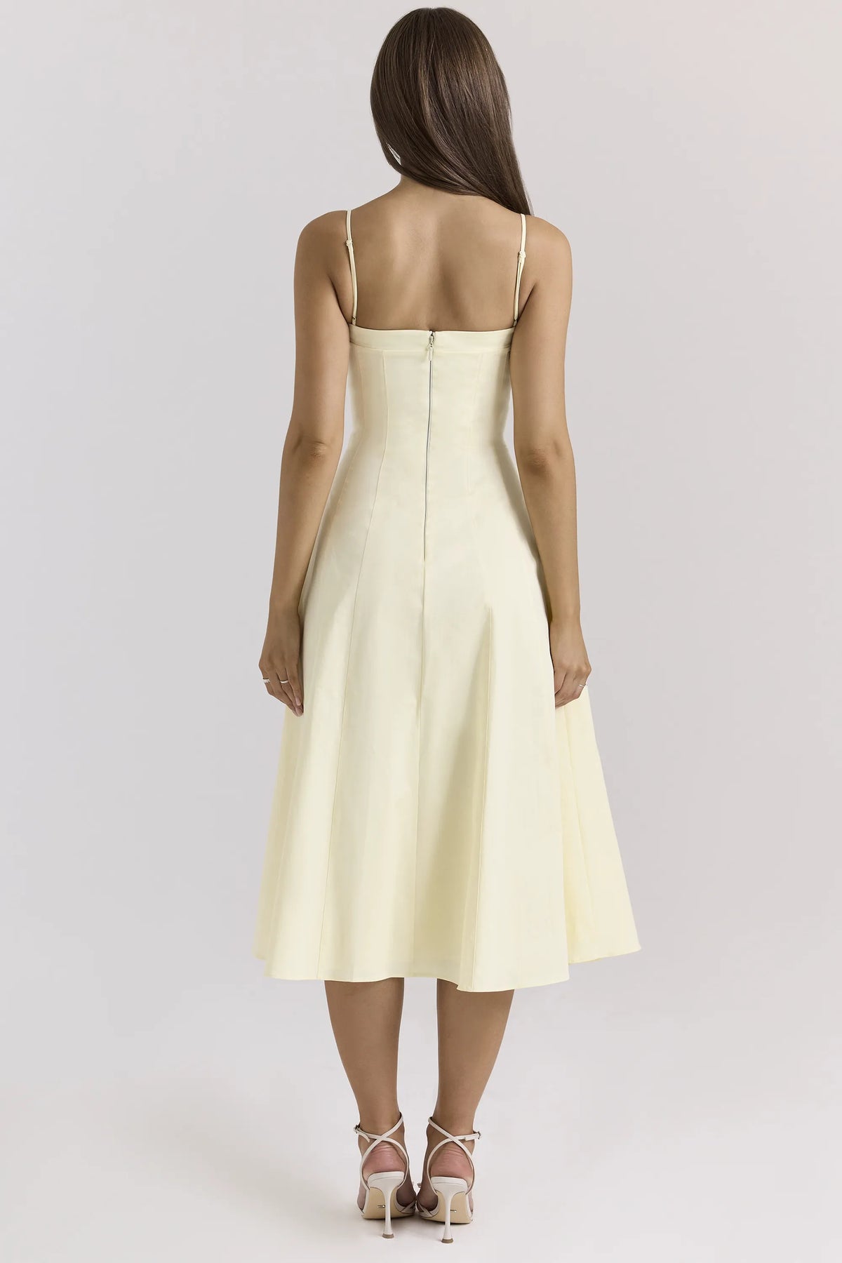 Dolly Lemon Stretch Cotton A-Line Midi Sundress