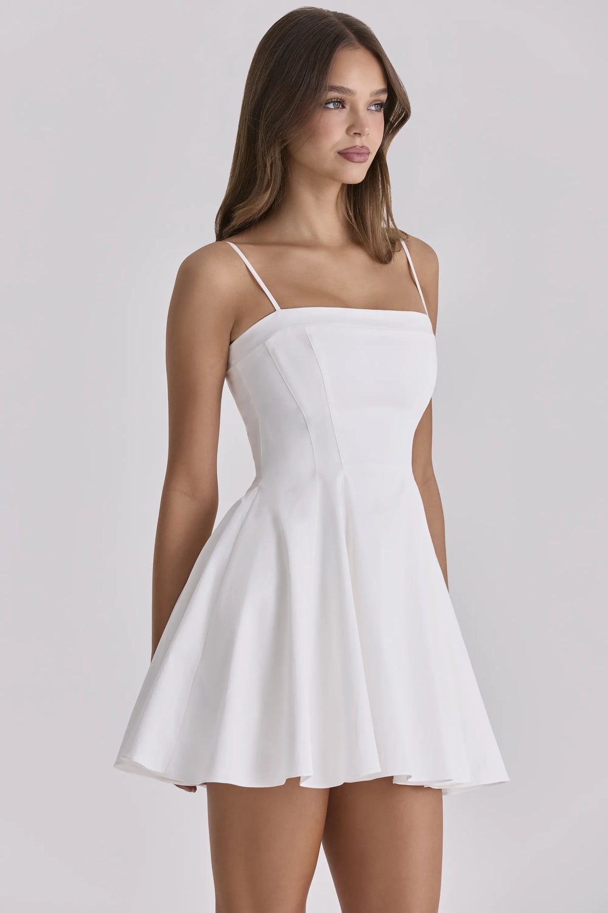 Dolly White Cotton Flared Mini Sundress