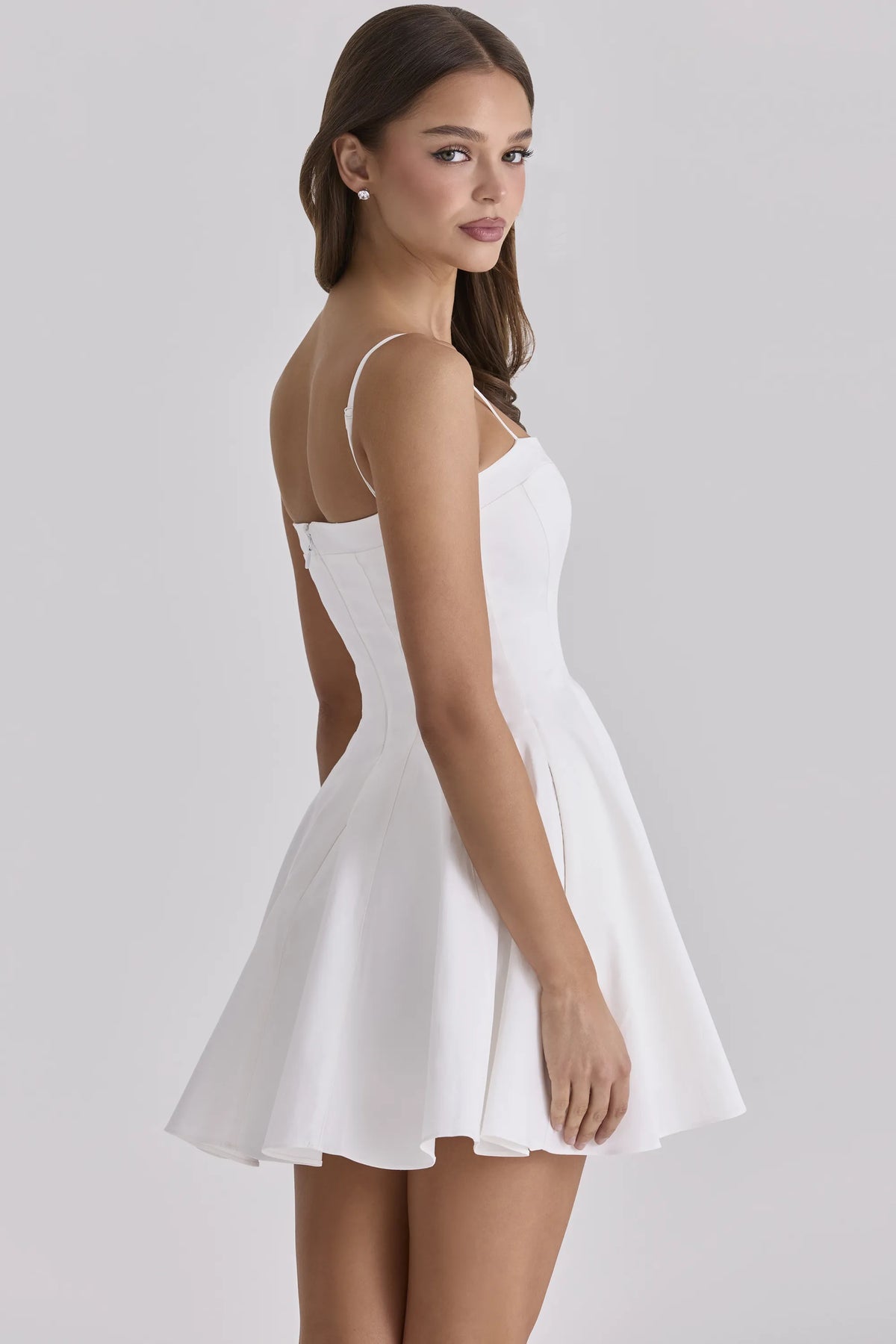 Dolly White Cotton Flared Mini Sundress