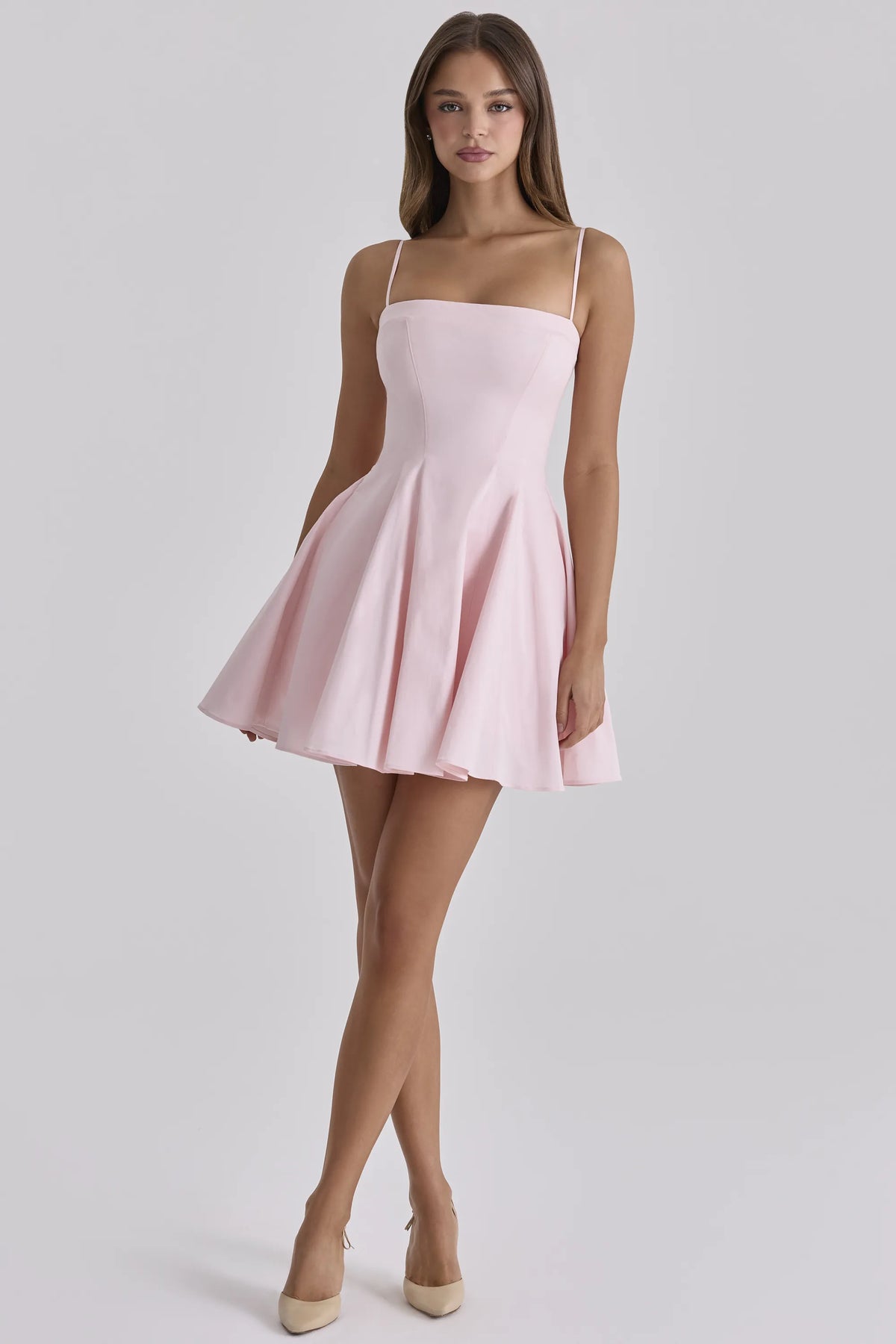 Dolly Pink Cotton Flared Mini Sundress