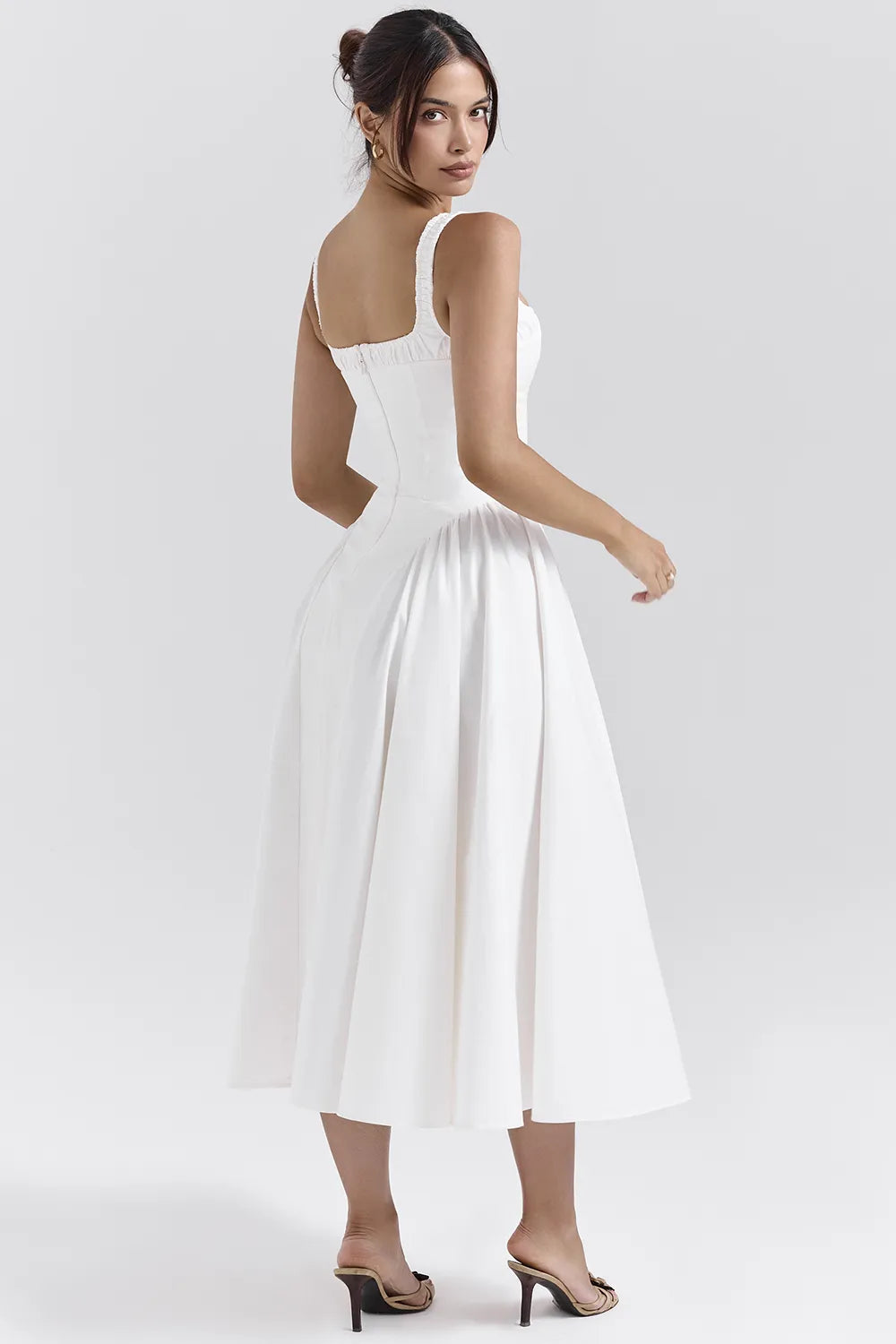 Dorothy White Cotton Midi Sundress