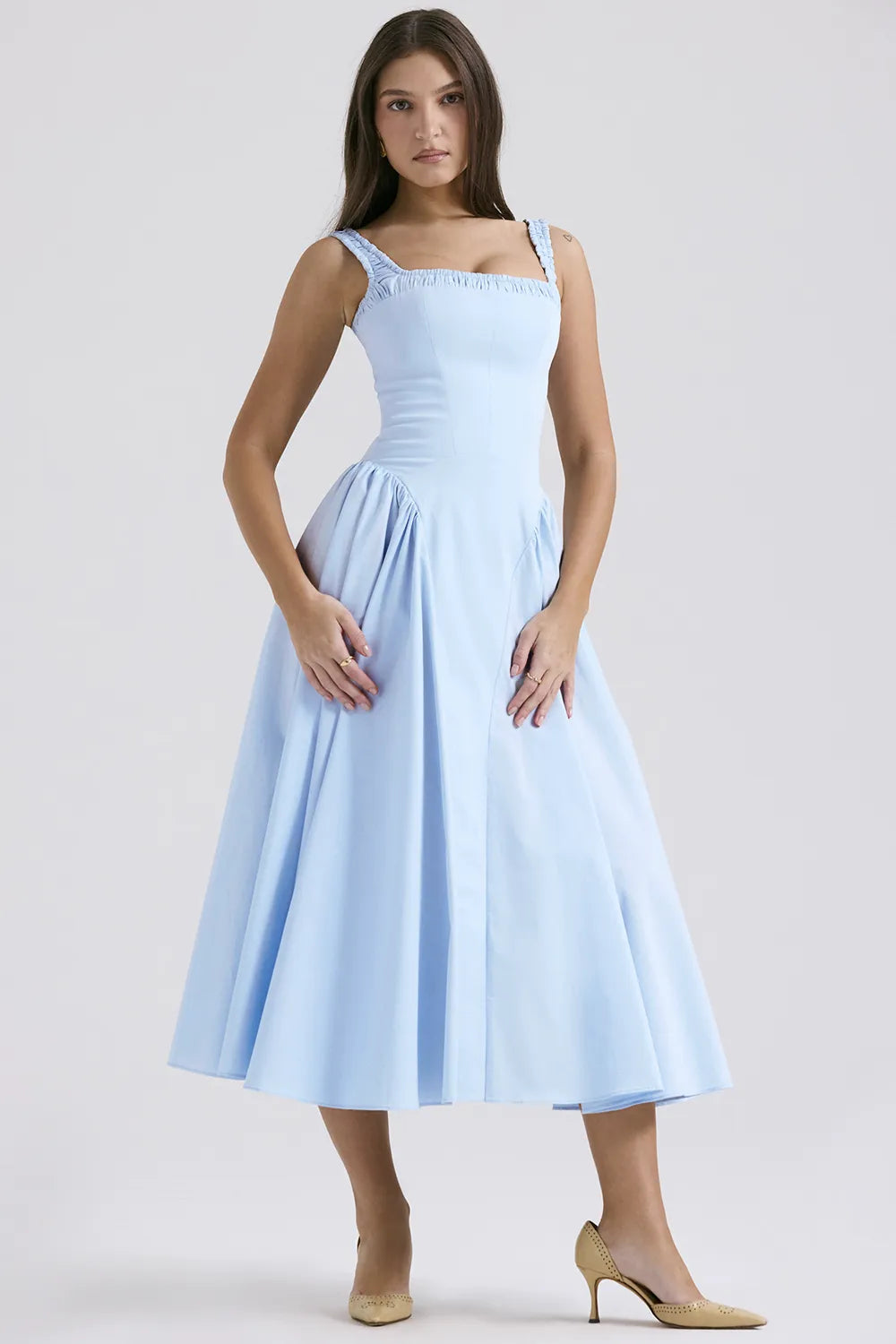Dorothy Italian Azure Cotton Midi Sundress