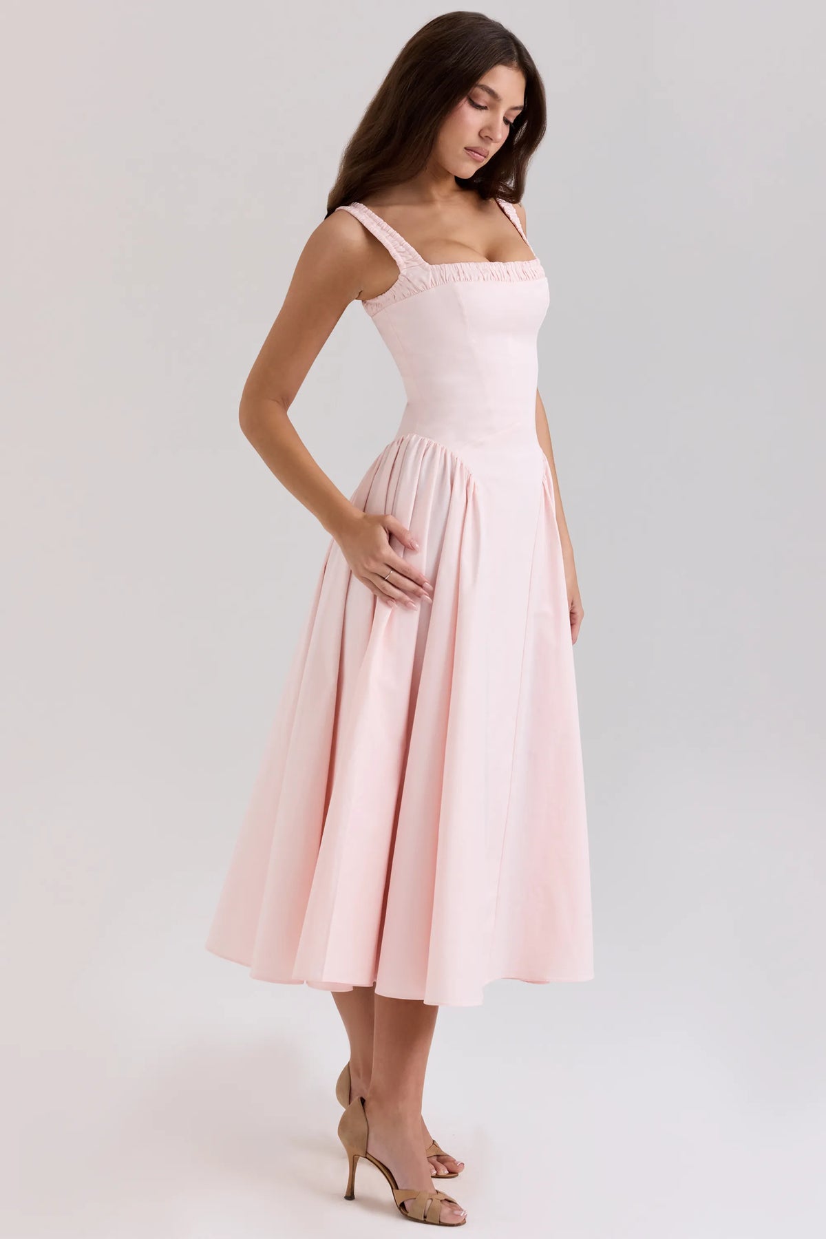 Dorothy Rose Pink Stretch Cotton Midi Sundress