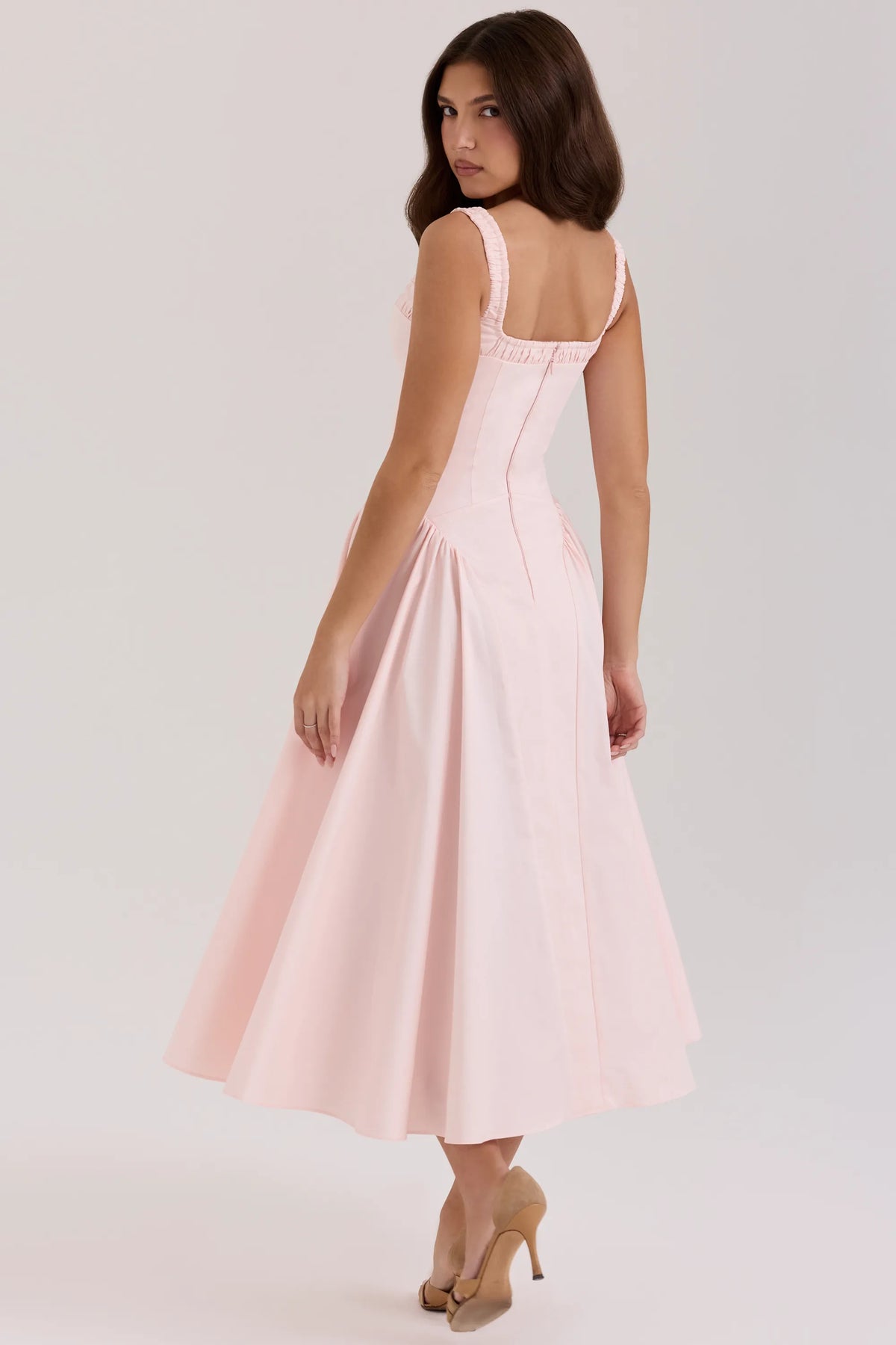 Dorothy Rose Pink Stretch Cotton Midi Sundress