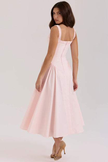 Dorothy Rose Pink Stretch Cotton Midi Sundress