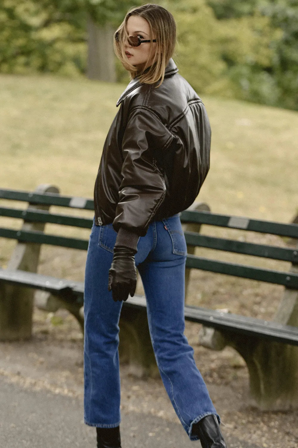 Sante Dark Brown Vegan Leather Bomber Jacket