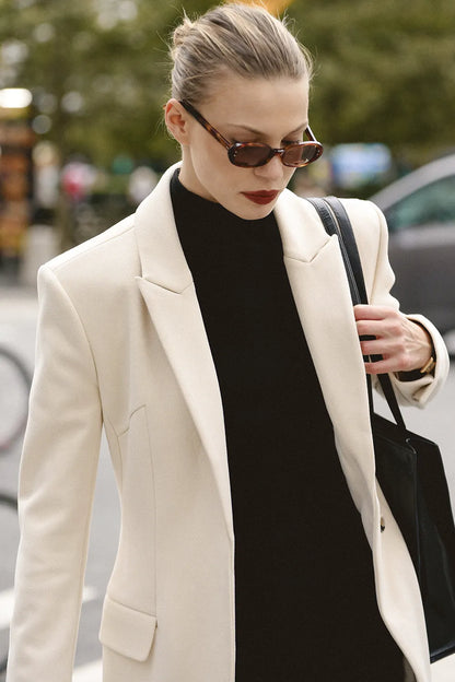 Remi Ivory Single Breasted Long Coat