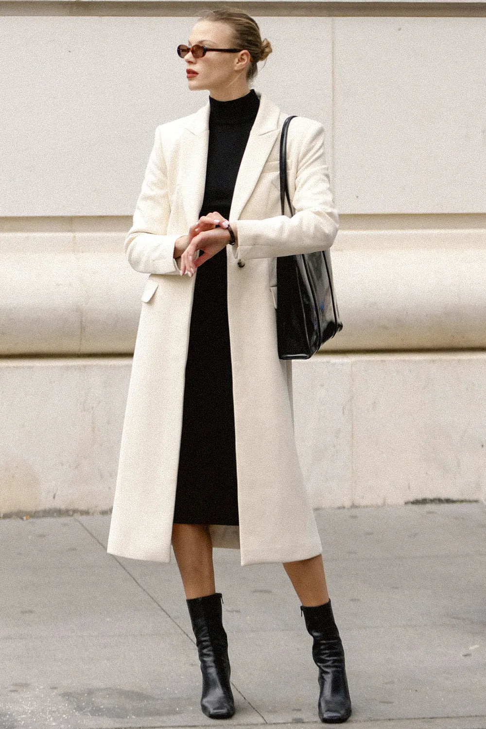 Remi Ivory Single Breasted Long Coat