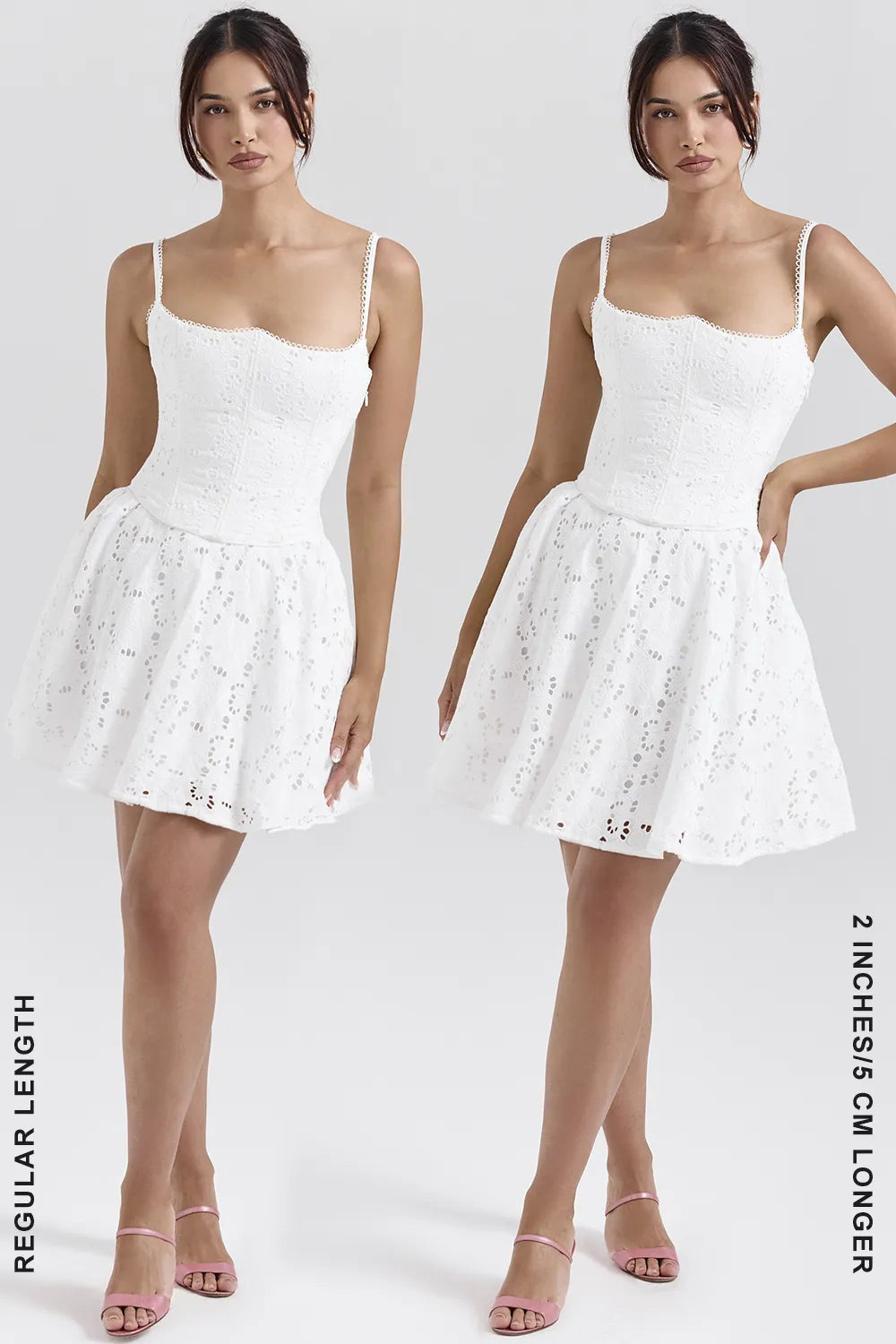 Elara White Broderie Anglais Mini Dress