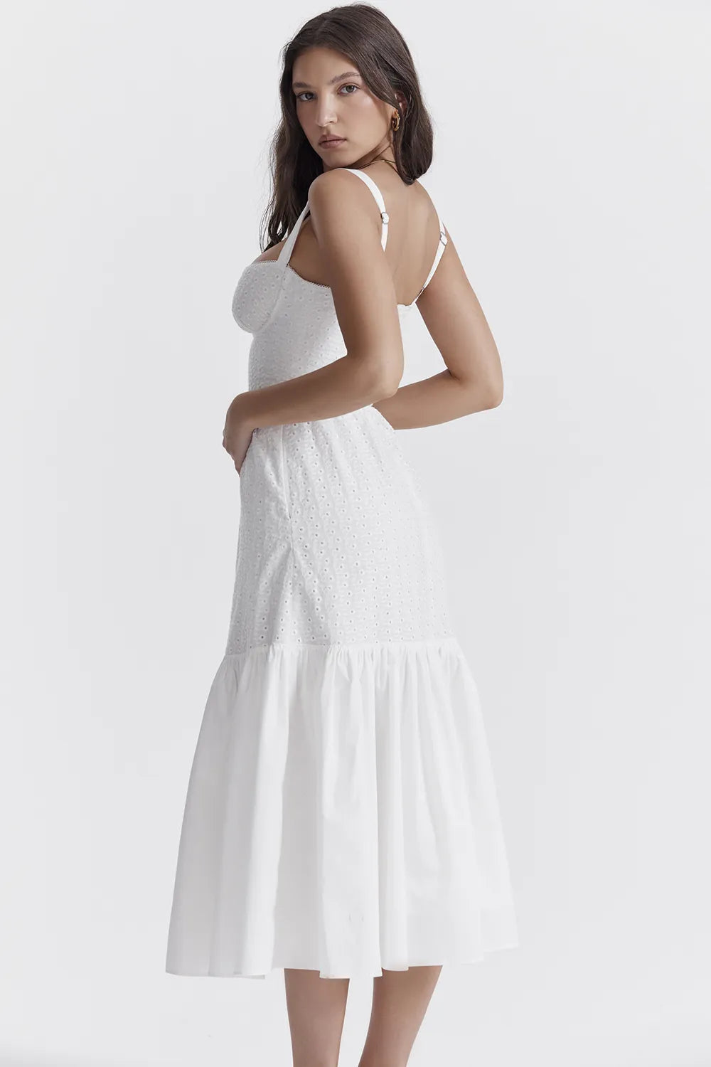 Elia White Broderie Anglaise Midi Sundress