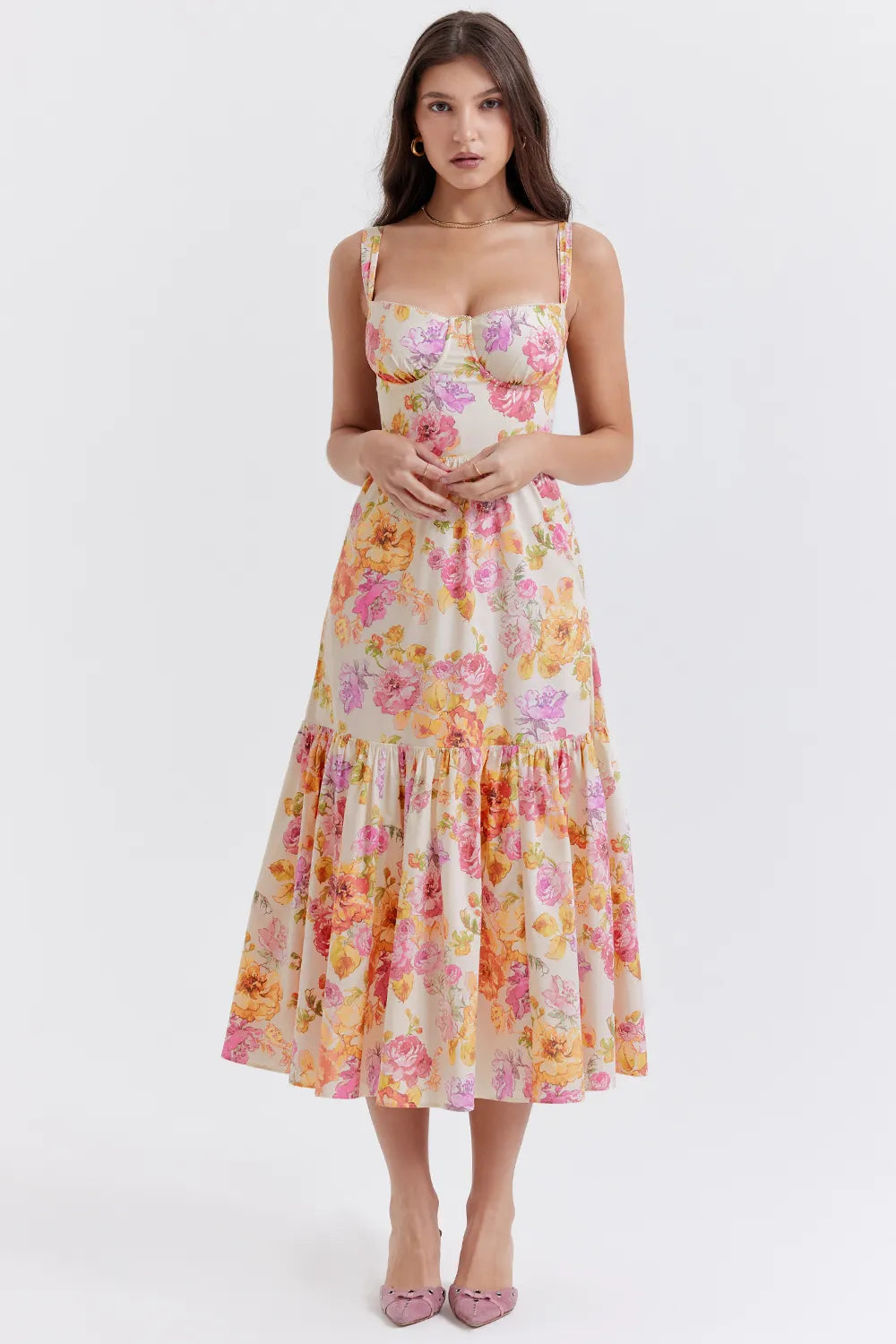 Elia Ivory Floral Midi Sundress