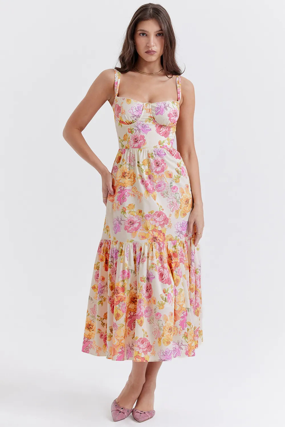 Elia Ivory Floral Midi Sundress