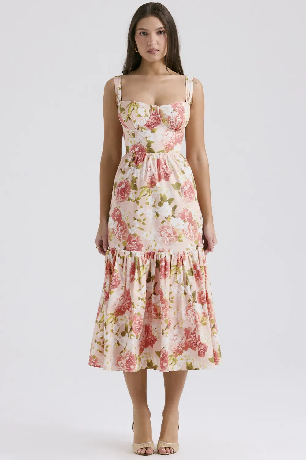 Elia Pink Peony Print Cotton Midi Sundress