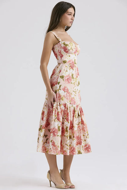 Elia Pink Peony Print Cotton Midi Sundress