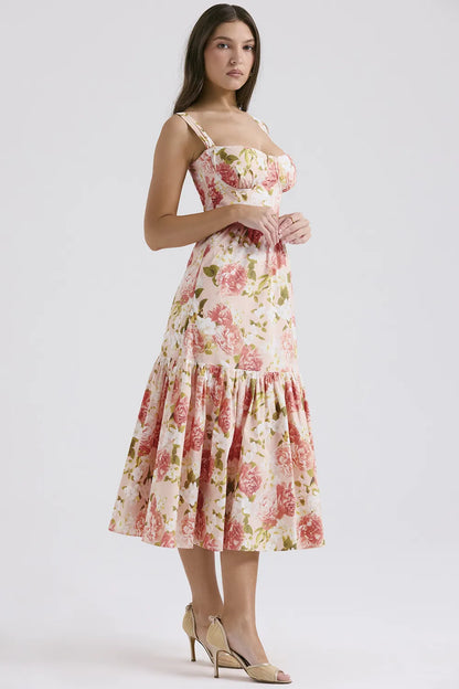 Elia Pink Peony Print Cotton Midi Sundress