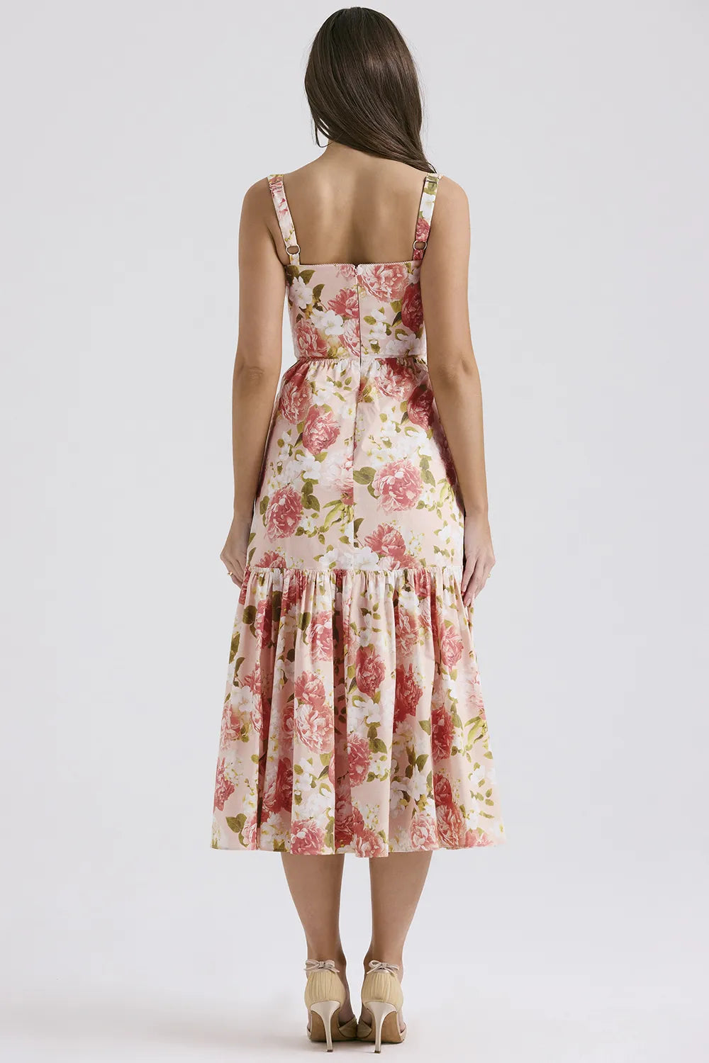 Elia Pink Peony Print Cotton Midi Sundress