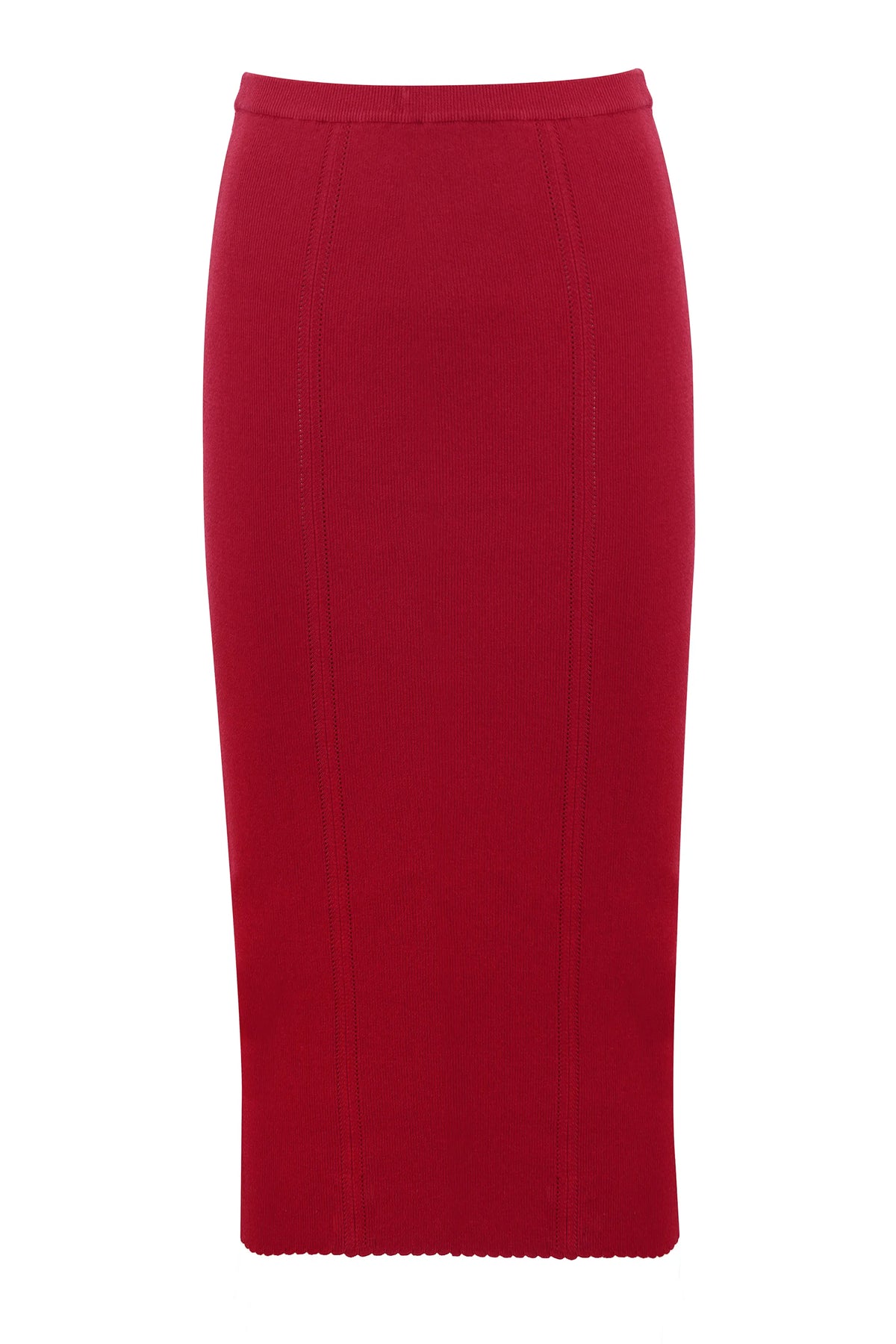 Eliane Red Bodycon Midi Skirt