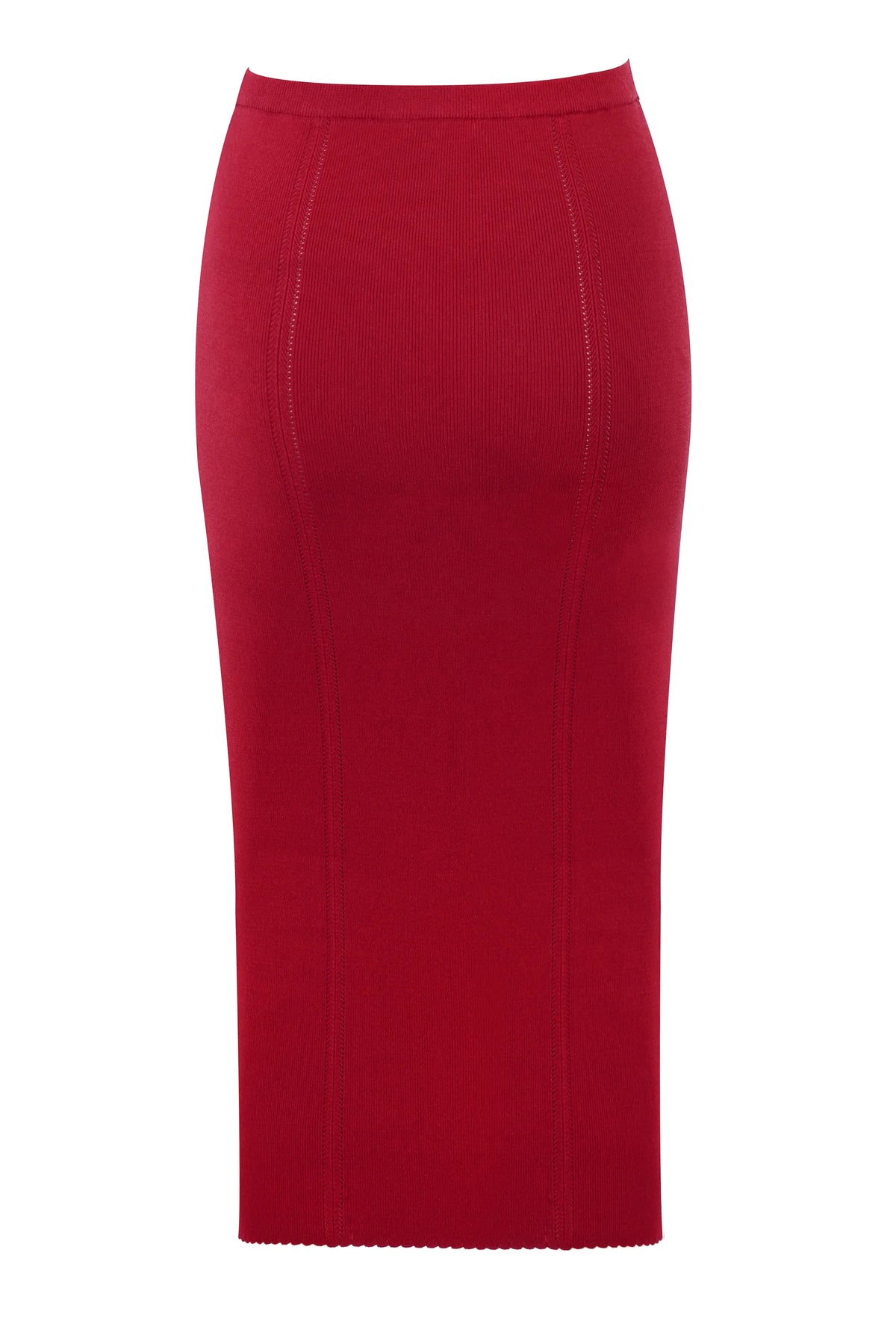 Eliane Red Bodycon Midi Skirt