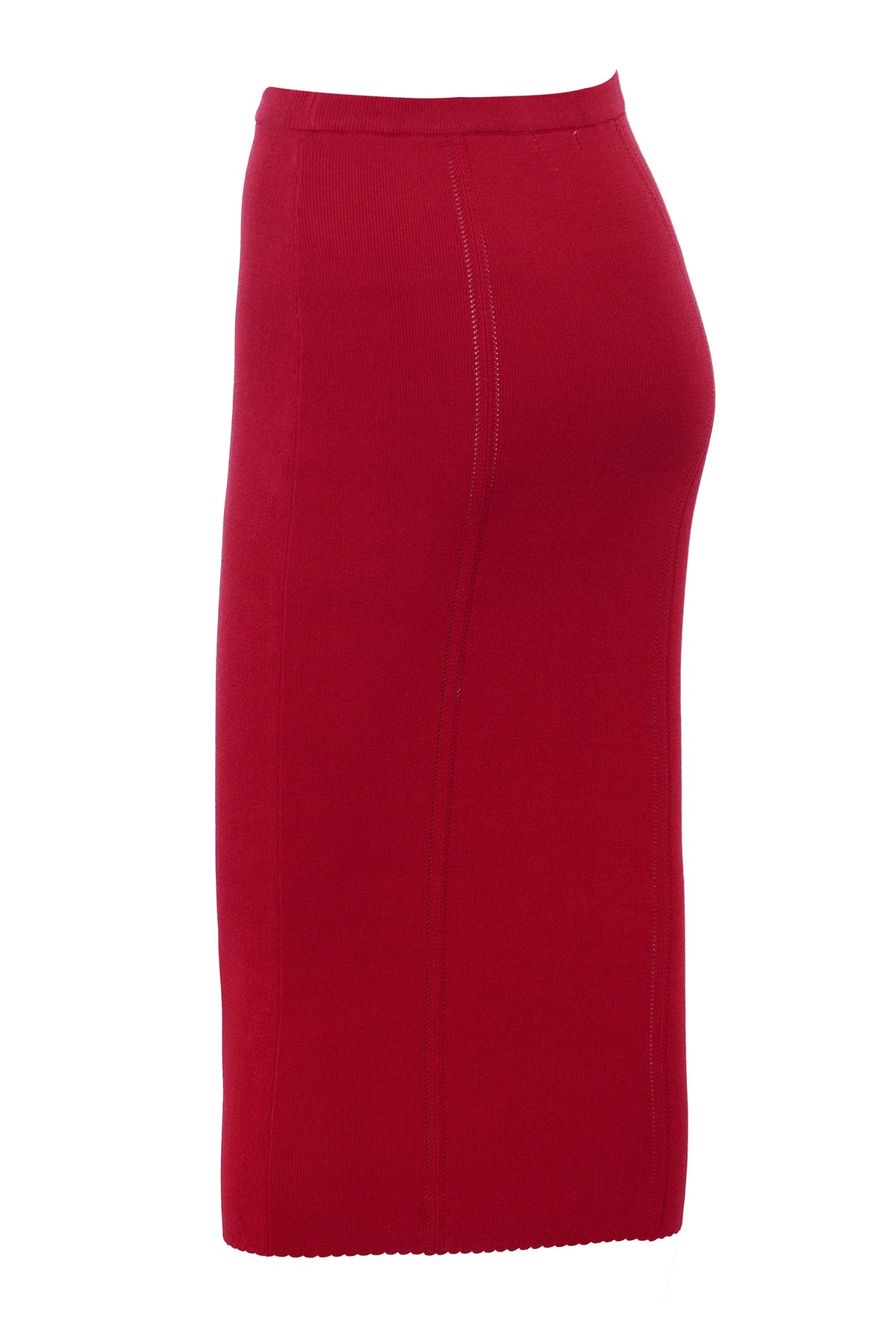 Eliane Red Bodycon Midi Skirt