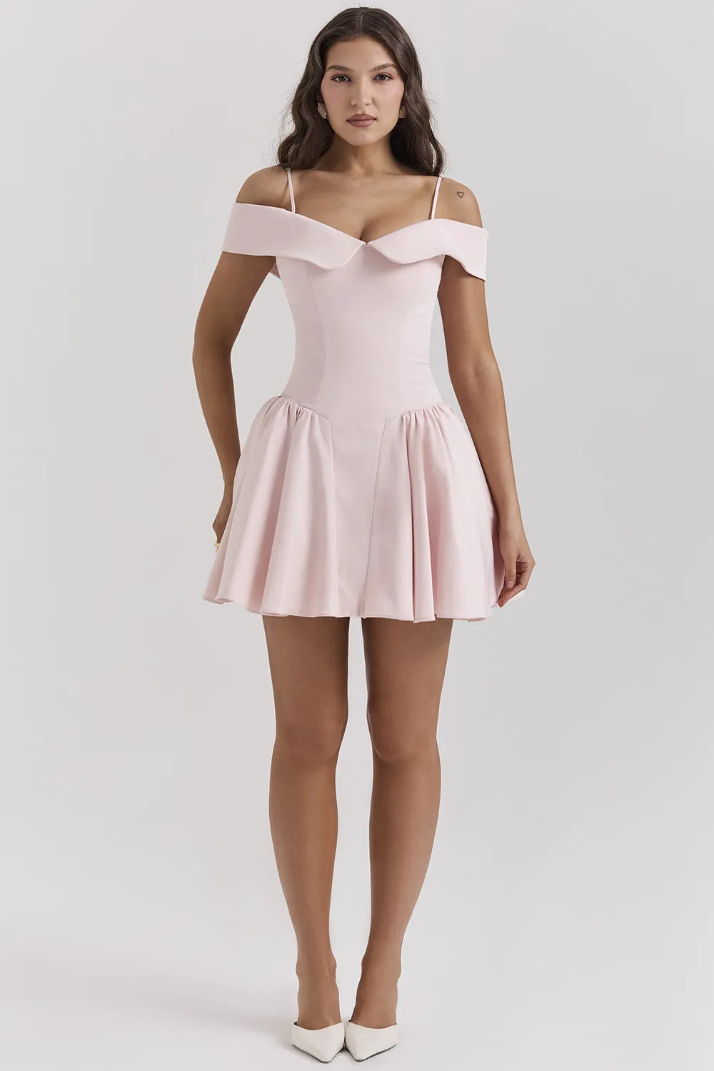 Elida Ballerina Pink Off Shoulder Mini Dress