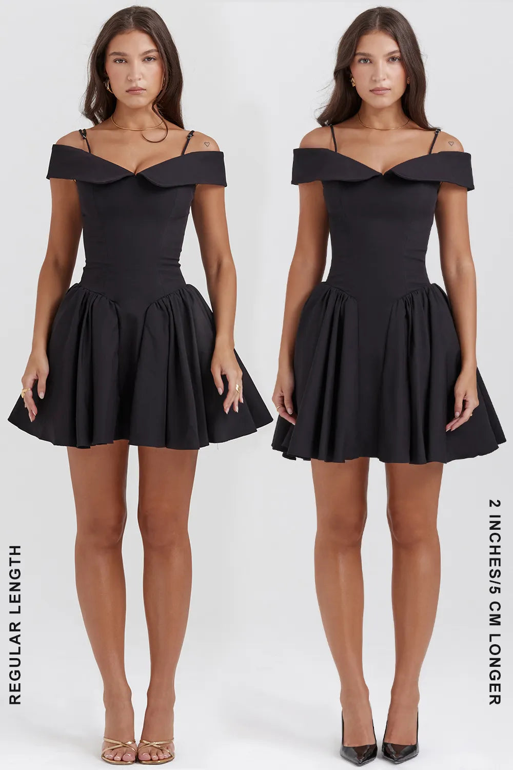 Elida Black Off Shoulder Mini Dress